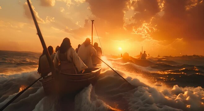 Jesus' miracles, with very sharp details capturing the awe-inspiring moments of healing, multiplying loaves and fishes, and calming storms as described in the Bible