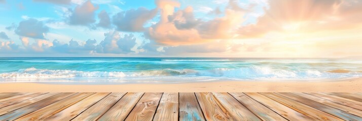 table wooden on sea beach