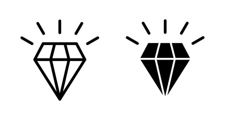 Diamond icon vector isolated on white background. Diamond vector icon. Gemstone symbol