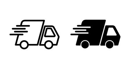 Delivery Icon vector isolated on white background. Fast Delivery Icon. Fast shipping delivery truck. Truck icon delivery