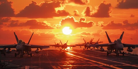 Sunset Aboard Aircraft Carrier