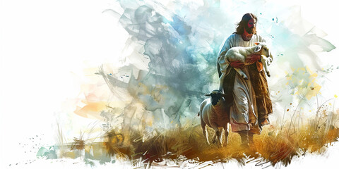 Good Shepherd: The Shepherd Carrying a Lamb - Picture Jesus as the good shepherd carrying a lost lamb, illustrating his care for each individual. 