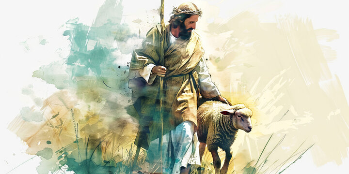 Good Shepherd: The Shepherd Carrying a Lamb - Picture Jesus as the good shepherd carrying a lost lamb, illustrating his care for each individual. 