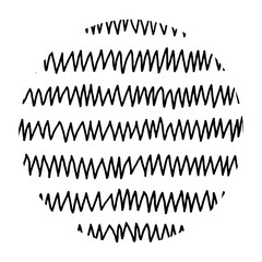Circle hand drawn pencil line zig zag texture vector