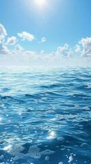 Serene ocean with sparkling water under clear blue sky