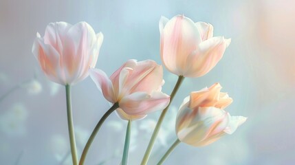 Delicate Tulips in Soft Pastel Shades