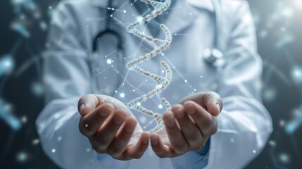 Doctor scientists hands holding a DNA