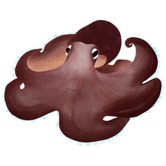 Coconut Octopus, Deep sea creature,illustration cartoon design.