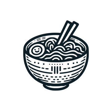 recommend clip art: The ramen line art icon logo. Vector illustration.