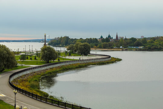 Famous Strelka park in place of confluence of Kotorosl and Volga rivers
