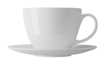 White cup with saucer isolated. 3d image