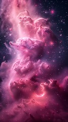 purple pink clouds sky stars background nebula floating perfume unicorn ultra curtain cosmic girl