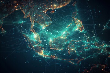 Digital Map of Indonesia Network Technology created with Generative AI