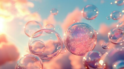 Serene Spectra: Pastel Clouds and Rainbow Mirage