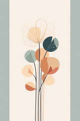 neutral floral abstract art illustration using natural earthy colors
