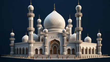 isolated 3d Randering Mosque without background.