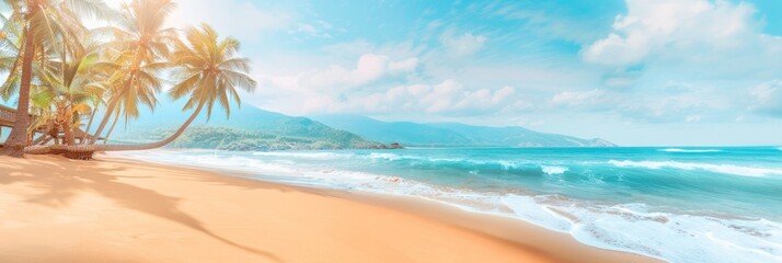 Fototapeta na wymiar sandy beach against the backdrop of the blue sea