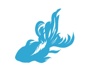 筆で描いたような水色の金魚のシルエットイラスト