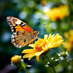 봄날 꽃에 앉은 나비