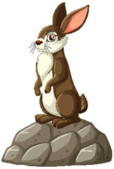 Illustration of a rabbit standing on stones - 793458305