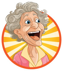 Vector illustration of a happy, smiling elderly woman - 793458394