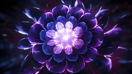 Digital technology purple future flower abstract graphic poster web page PPT background