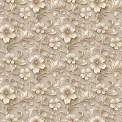 Floral brown color, form natural, seamless fabric pattern.
