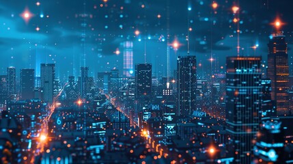 Fototapeta premium City of Tomorrow: Embracing IoT and 5G for Digital Transformation