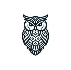 The  owl line art icon logo. Vector illustration.