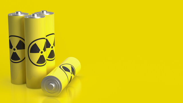 The nuclear battery text on Chinese flag for technology concept 3d rendering.