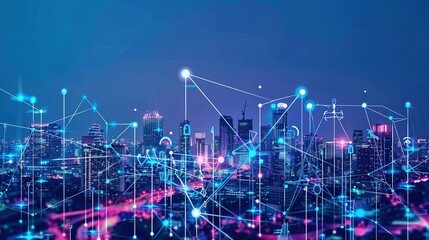 Fototapeta premium 5G Urban Symphony: Smart City Evolution in Digital Harmony