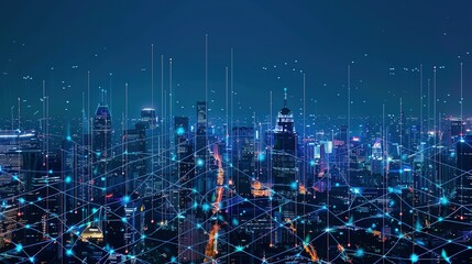 Fototapeta premium City of Tomorrow: Embracing IoT and 5G for Digital Transformation