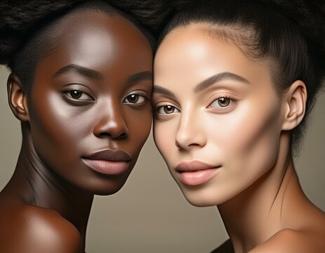 retrato de par de mujeres bellas modelando.