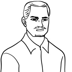 A simple and realistic line drawing of an old man