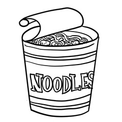 Simple and realistic line drawing of cup noodle