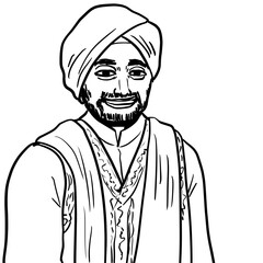 Simple and realistic Indian line drawing