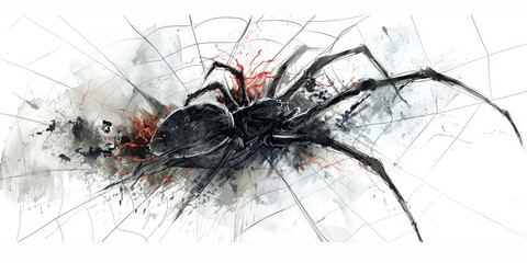 Entrapment: The Spider's Web and Caught Prey - Visualize a spider's web with a caught prey, illustrating the feeling of entrapment and manipulation in a cult