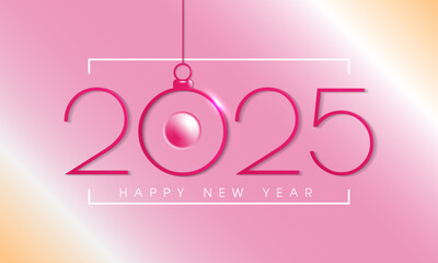 2025 happy new year celebration design , 2025 number typhography , pink color of 2025 design for poster, template, calendar, background, etc
