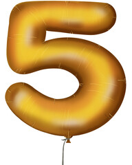 golden number arrow made of inflatable balloon isolated on white