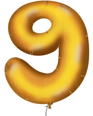 golden number arrow made of inflatable balloon isolated on white