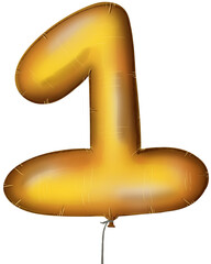 golden number arrow made of inflatable balloon isolated on white