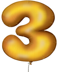 golden number arrow made of inflatable balloon isolated on white
