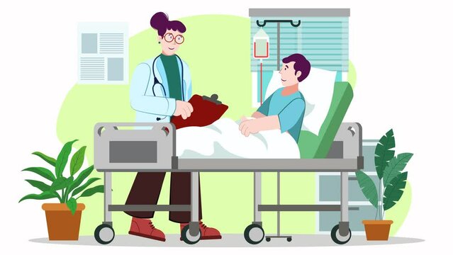 Animation of a doctor checking a patient's condition
