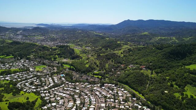 Aerial View of Lucas Valley, Mt Tamalpais, Marin County, California, Scenic