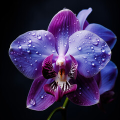 purple orchid isolated on black