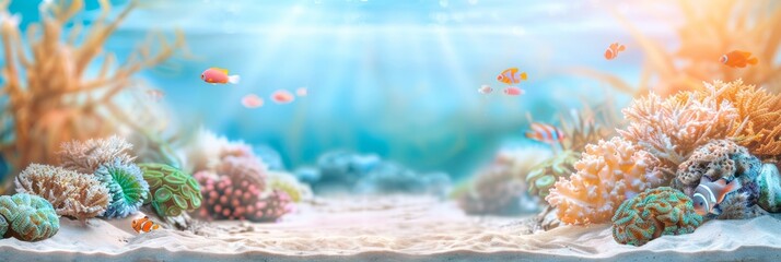 Underwater nature. Coral reef in blue sea and ocean. Fascinated by the beauty of the underwater...