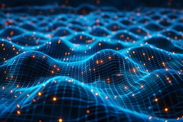 Digital Network Dynamics: Vibrant Digital Connectivity with an Abstract Blue Background Symbolizing Rapid Interconnected Modern Communications