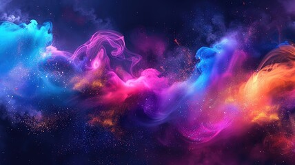 Abstract cosmic image with vibrant colored dust clouds resembling faces