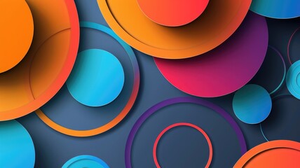 Colorful abstract circles layered over each other on textured surface
