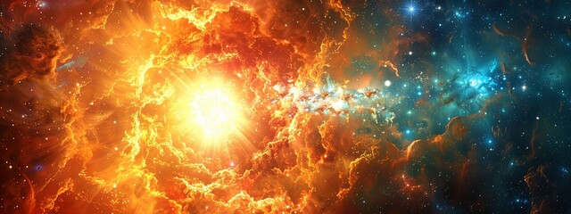 Abstract  wallpaper of space explosion amidst stars,
